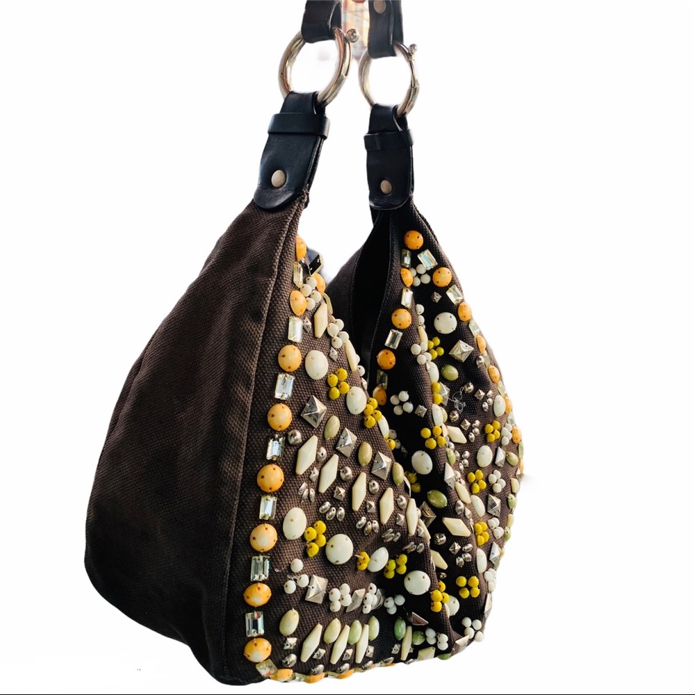 Chloe Beaded Studded Heavy Leather Big Hobo Slouchy Bag - Picture 6 of 16